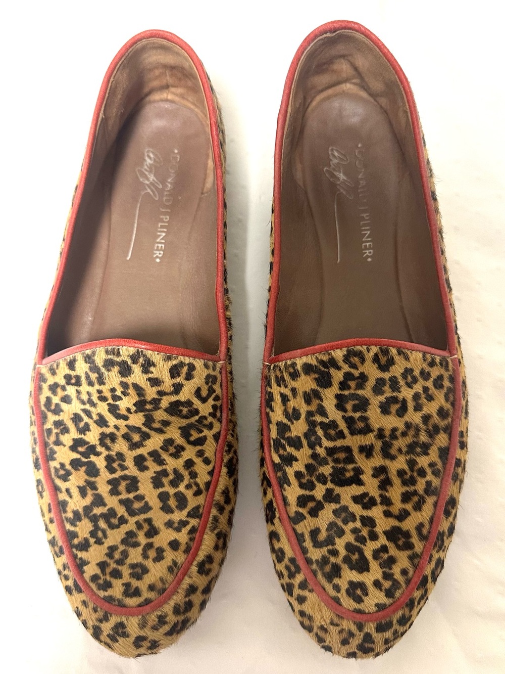 Donald J. Pliner Leopard-Print Loafers with Red Trim